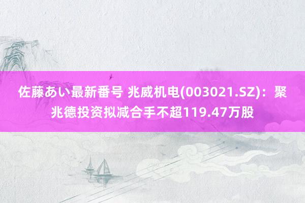 佐藤あい最新番号 兆威机电(003021.SZ)：聚兆德投资拟减合手不超119.47万股